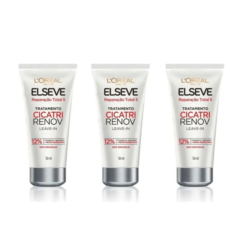 Kit C/3 Elseve Loreal Reparação Total 5 Cicatri Renov 50ml