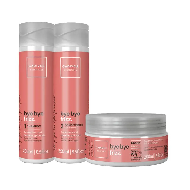 Kit Cadiveu Essentials Bye Bye Frizz- Shampoo 250 ml + Condicionador 250 ml + Máscara 200 ml