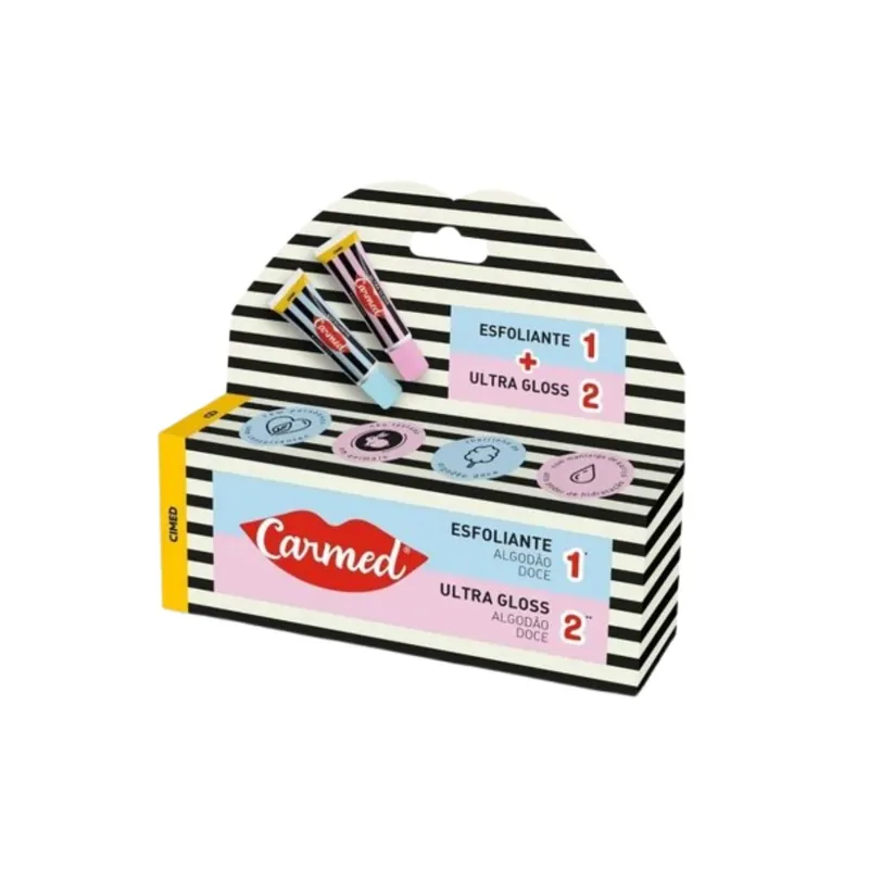 Kit Hidratante Labial 2 Unidades Carmed Sos Labios 1 Esfoliante + 1 Ultra Gloss Algodão Doce 10g Cada