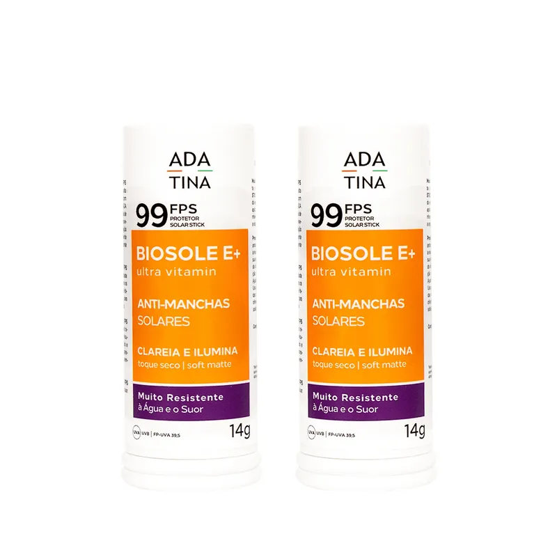 Kit com 2 Unidades de Protetor Solar Stick 12HS Biosole E Plus Ultra Vitamin FPS 99