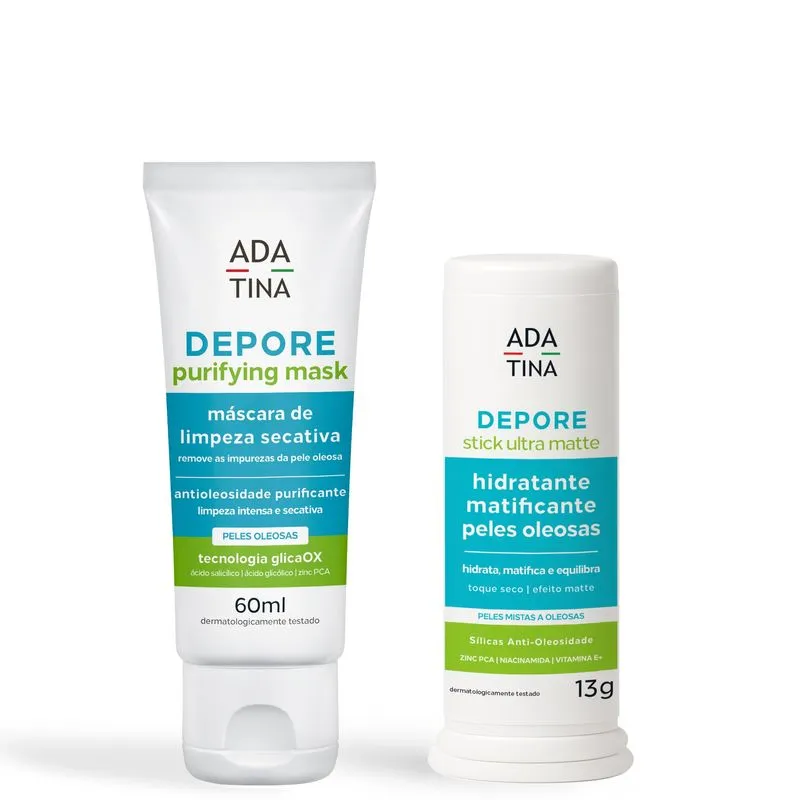 Kit Depore Pele Oleosa Acne Máscara e Bastão Ultra Matte