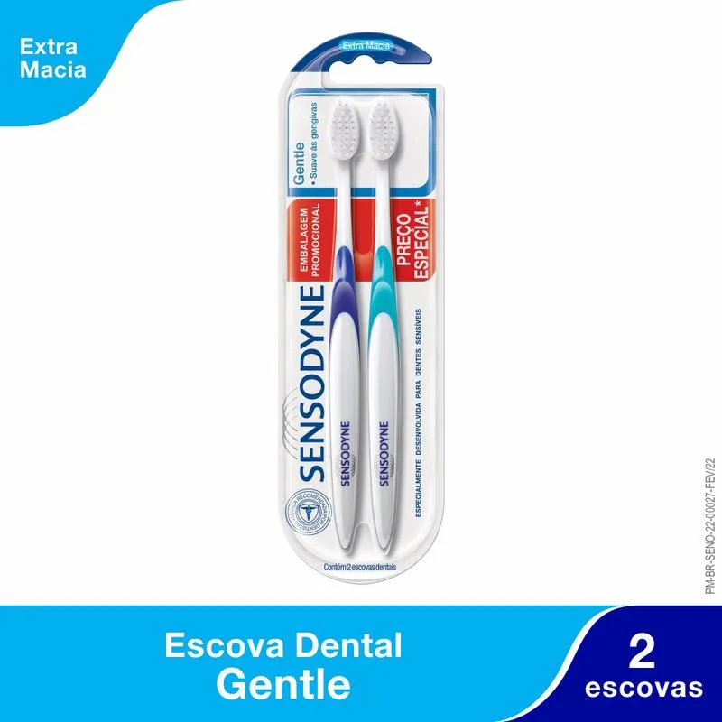 Kit Escova Dental Sensodyne Gentle Extra Macia Cores Sortidas 2 Unidades