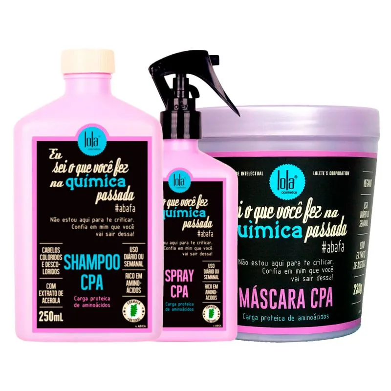 Kit Lola Cosmetics Hidratação Eu Sei o Que Você Fez na Química Passada – Shampoo 250 ml + Máscara 230 g + Tratamento em Spray 250 ml