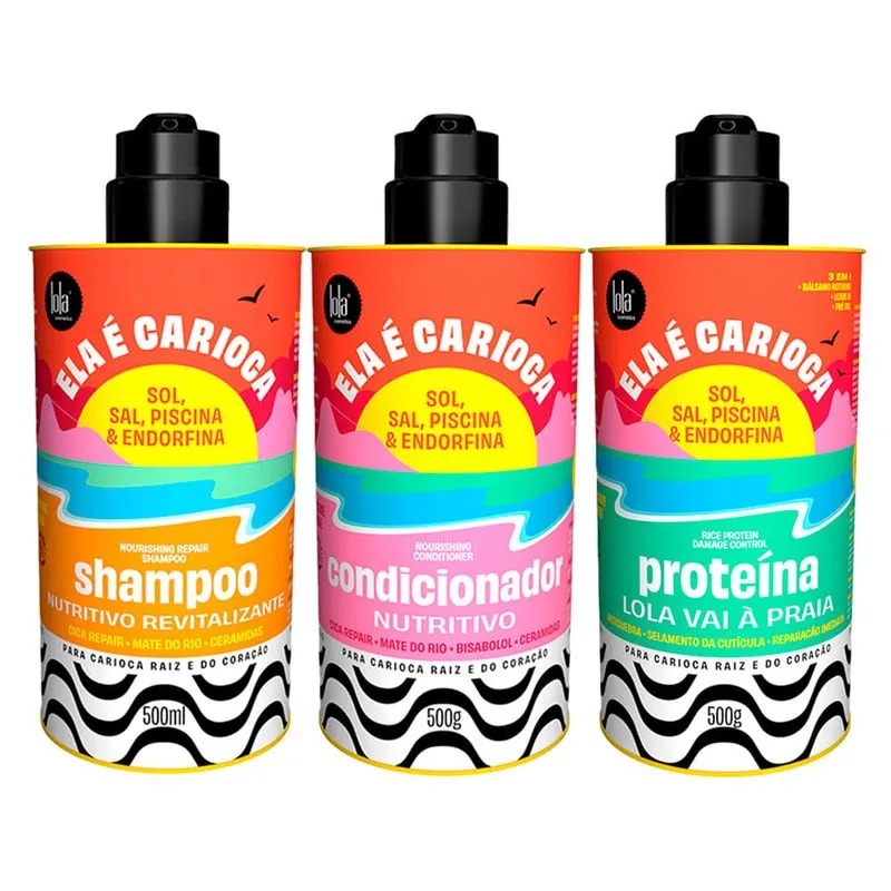 Kit Lola Ela é Carioca - Proteína 3 Em 1 500 g + Shampoo 500 ml + Condicionador 500 g