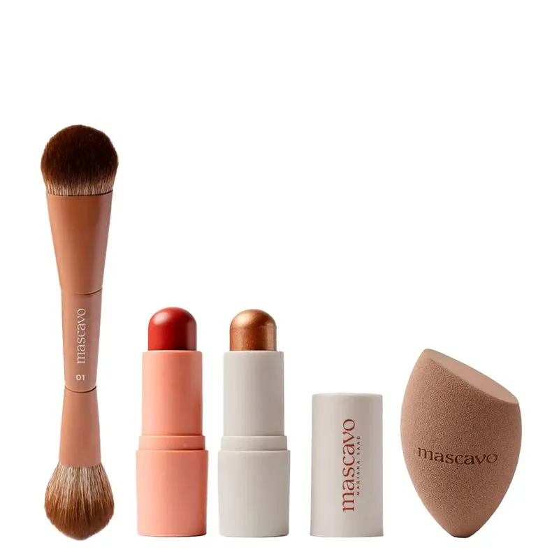 Kit Mascavo Hibiscus Glow & Go Trio + Problender Esponja Grande