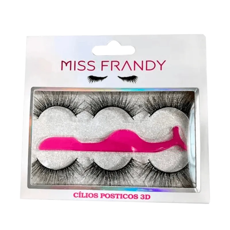 Kit Miss Frandy - Cílios Postiços com 3 Pares e uma Pinça