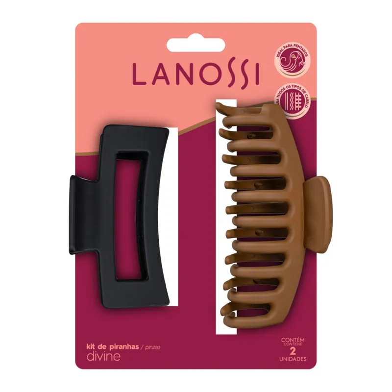 Kit Piranhas De Cabelo Lanossi Divine 2 Unidades