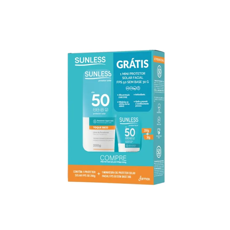 Kit Protetor Solar Sunless Fps50 200g + Mini Protetor Facial Sunless 30g Gratis