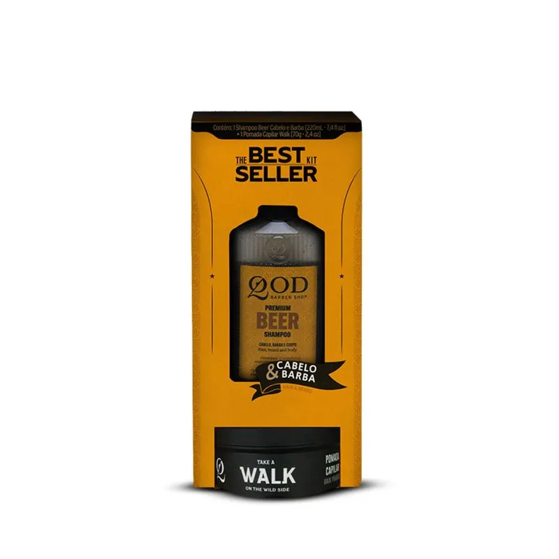 Kit Qod Barber Shop Shampoo Para Barba, Cabelo E Corpo Beer 220ml + Modelador Pomada Média Efeito Matte Walk 70g