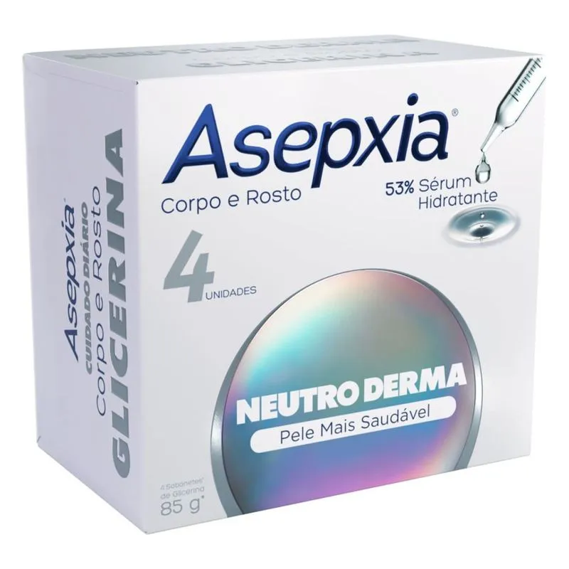 Kit Sabonete Em Barra Asepxia Neutro Derma 85g 4 Unidades