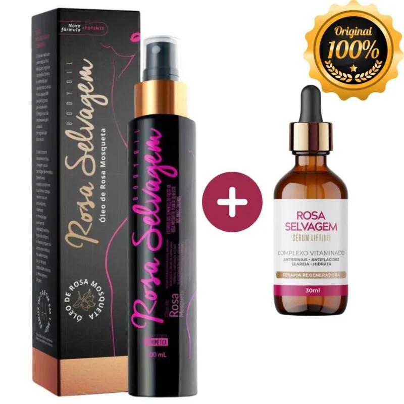 Kit Sérum Lifting + Óleo Corporal Rosa Mosqueta Rosa Selvagem