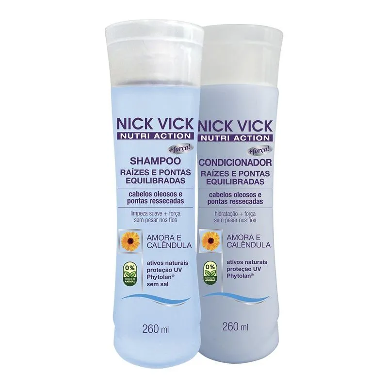 Kit Shampoo e Condicionador Raízes e Pontas Equilibradas Nick Vick Nutri