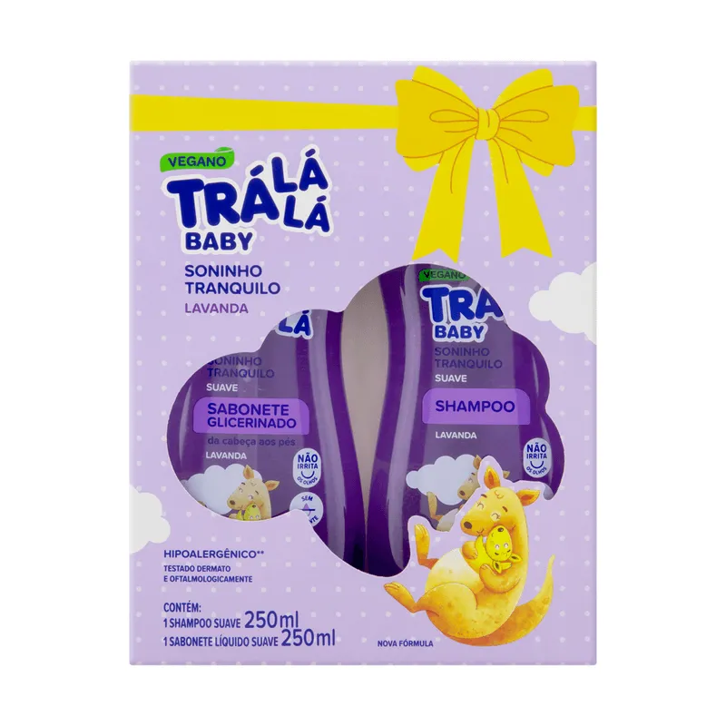 Kit Shampoo Infantil Trá Lá Lá Baby Suave Lavanda 250ml 1 Unidade + Sabonete Líquido Infantil Trá Lá Lá Baby Suave Lavanda 250ml 1 Unidade