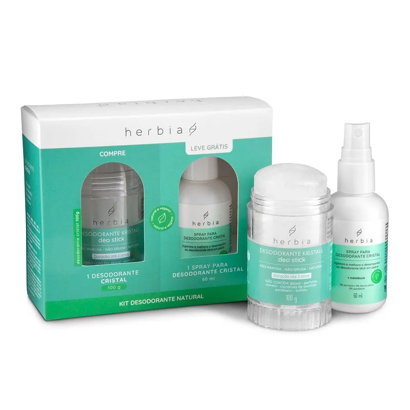 Kit Spray Desodorante Cristal 100g