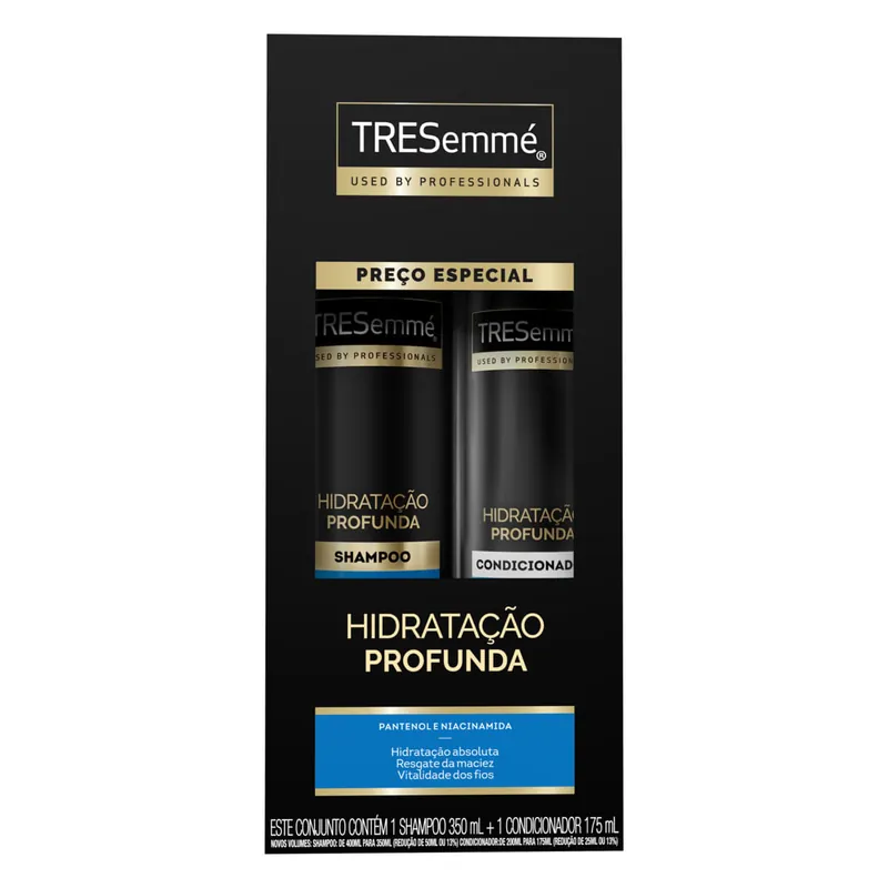 Kit Shampoo TRESemmé Hidratação Profunda 350ml 1 Unidade + Condicionador TRESemmé Hidratação Profunda 175ml 1 Unidade