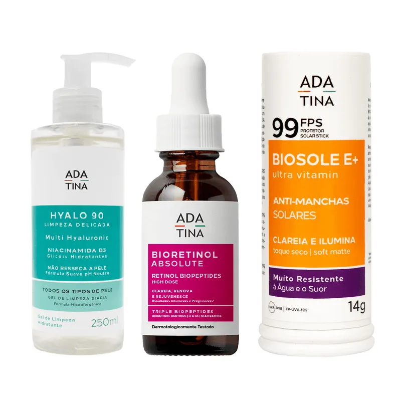 Kit Verão Retinol High Dose 3 em 1: Clareia, Renova e Rejuvenesce a Pele