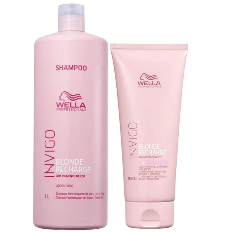 Kit Wella Invigo Blonde Recharge - Shampoo 1000ml + Condicionador 200ml