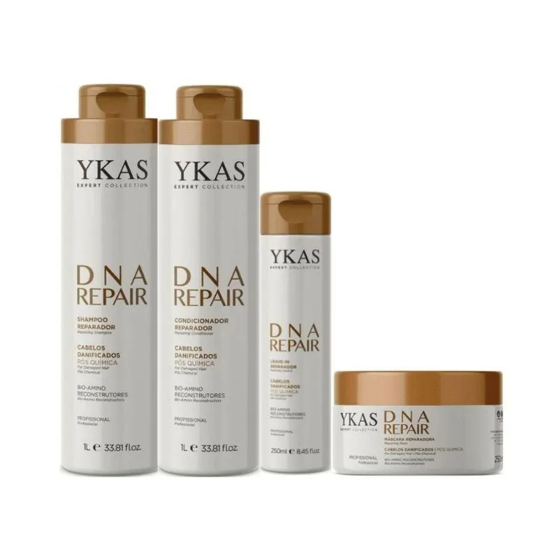 Kit Ykas DNA Repair: Shampoo + Condicionador 1L + Máscara 250g + Leave-in 250ml
