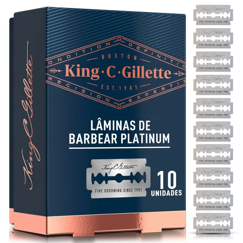 Lâmina de Barbear Gillette King C Platinum Corte Preciso 10 Unidades