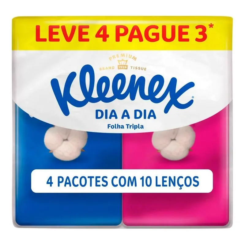Lenço de Papel de Bolso Kleenex Dia a Dia - Leve 4 Pague 3