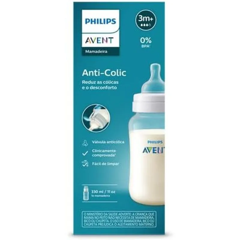 Mamadeira Philips Avent Anti-Colic +3meses Fluxo Médio 330ml 1 Unidade
