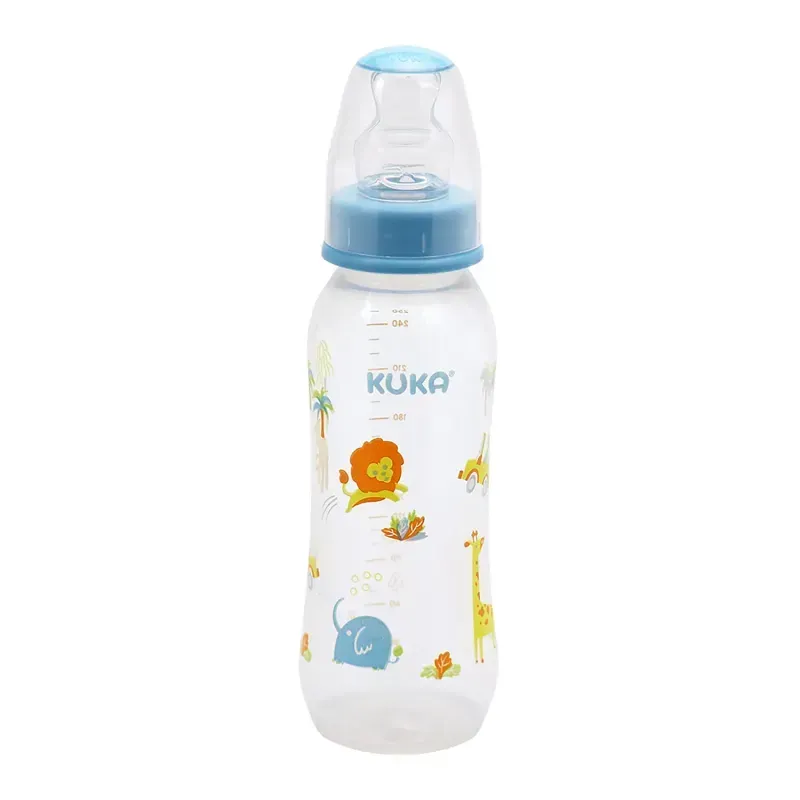 Mamadeira Kuka Natural Color Bico Ortodôntico +6 meses Polipropileno Azul 250ml 1 Unidade