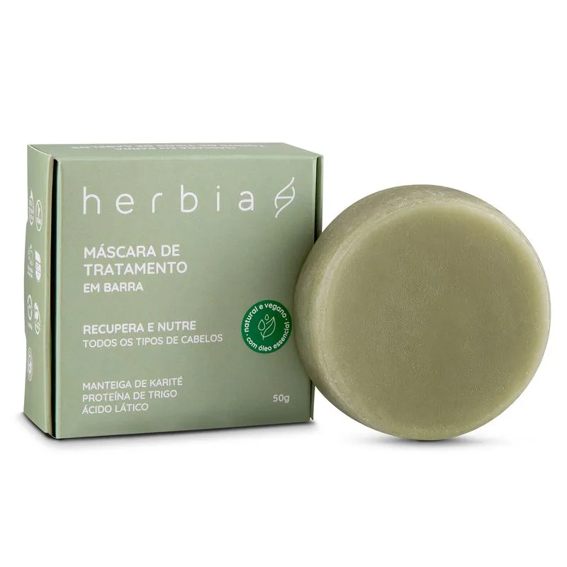 Mascara Capilar em Barra Recupera e Nutre Herbia 50g