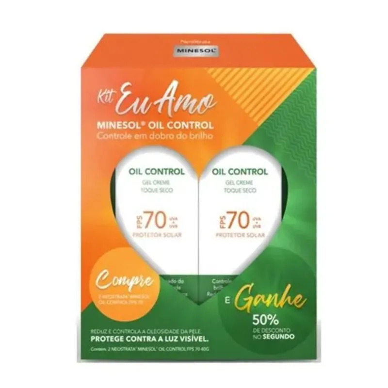 Kit Eu amo Protetor Solar Facial NeoStrata Minesol Oil Control FPS70 40g 2 Unidades
