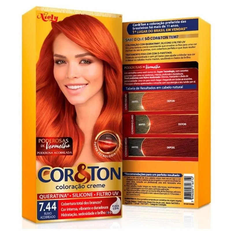 Niely Coloração Cor&Ton - 7.44 Ruivo Acobreado - 50g