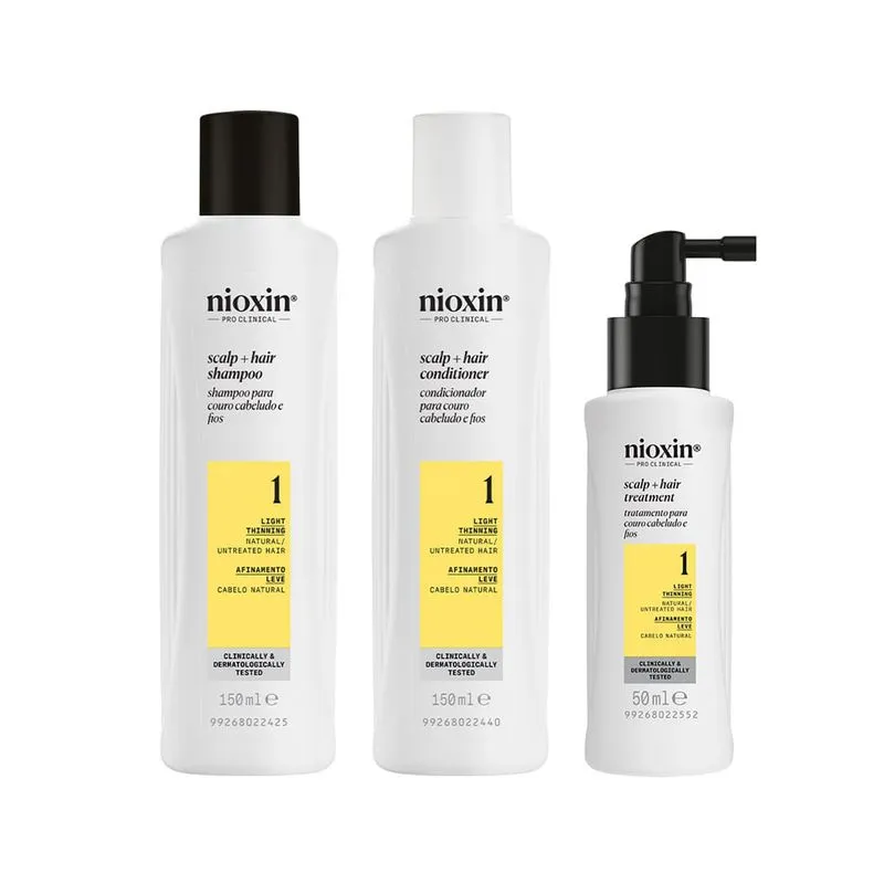 Nioxin - Kit Sistema 1 Espessamento para Cabelo Natural com Afinamento Leve 150+150+50ml