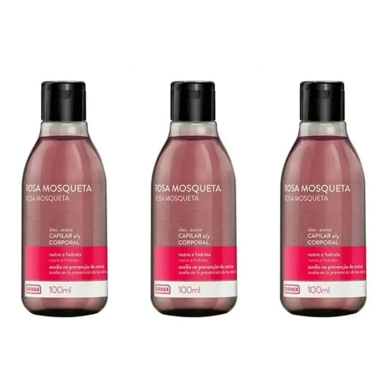 Óleo Rosa Mosqueta Farmax Capilar/Corporal - 100ml (Kit com 3 Unidades)
