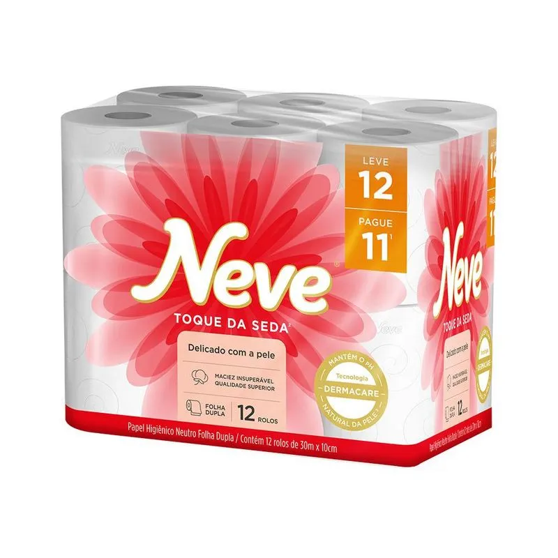 Papel Higiênico Neve Toque de Seda Folha Dupla - Leve 12, Pague 11