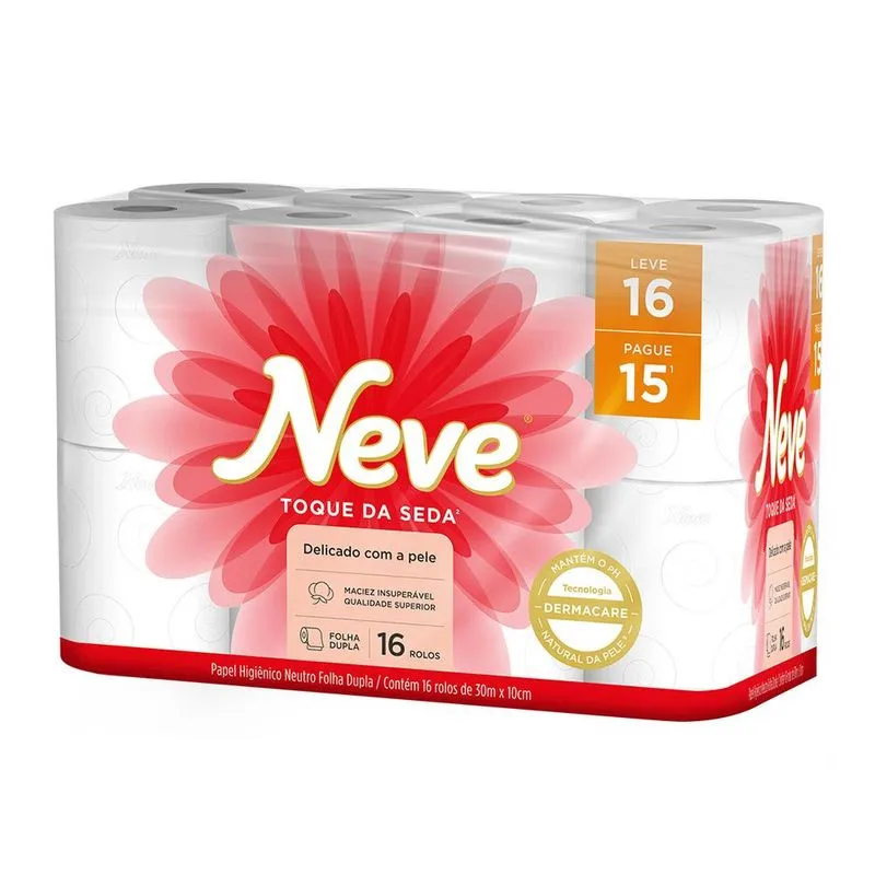 Papel Higiênico Neve Toque de Seda Folha Dupla - Leve 16 Pague 15