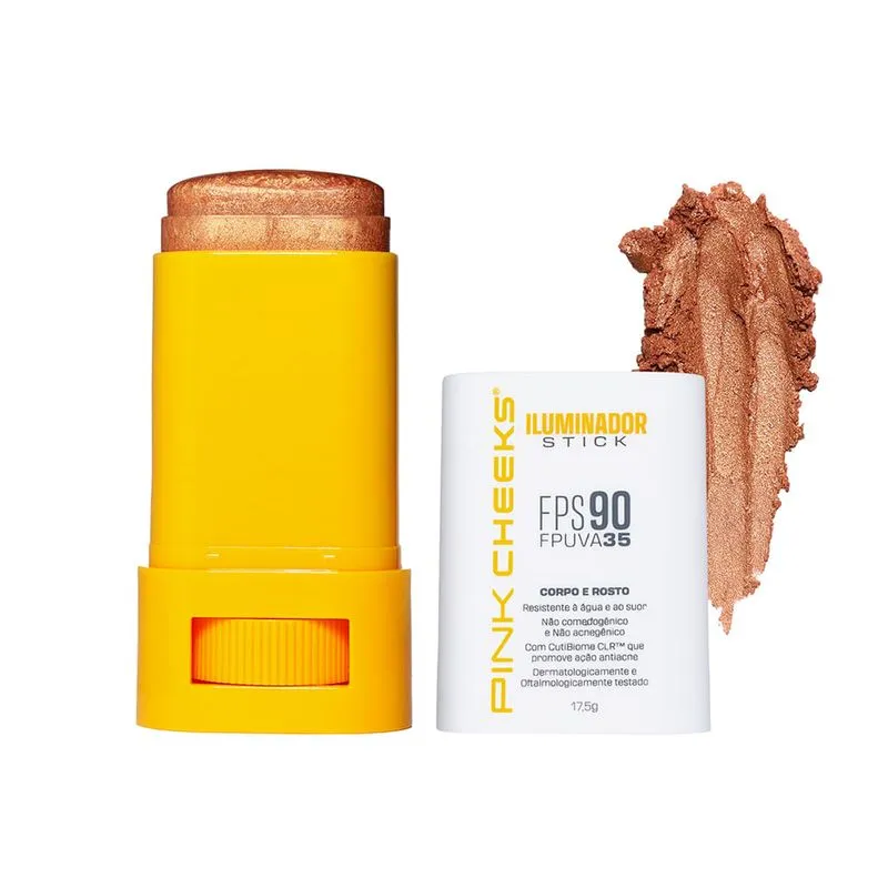 Pink Cheeks - Glow Gold FPS 90 FPUVA 35 - Iluminador Facial e Corporal - 17,5g