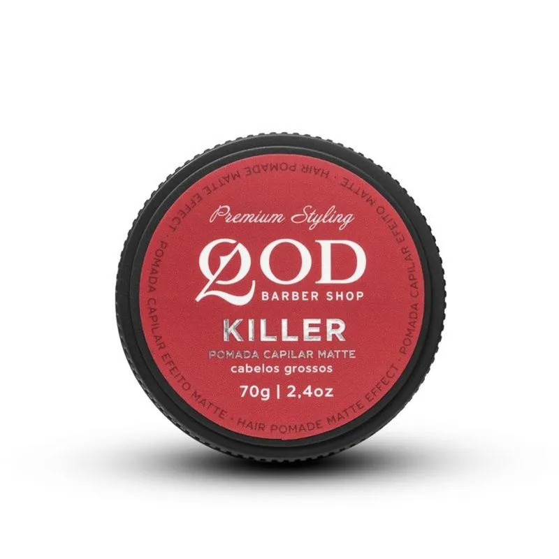 Pomada Modeladora Capilar QOD Barber Shop Killer Fixação Alta Efeito Matte 70g