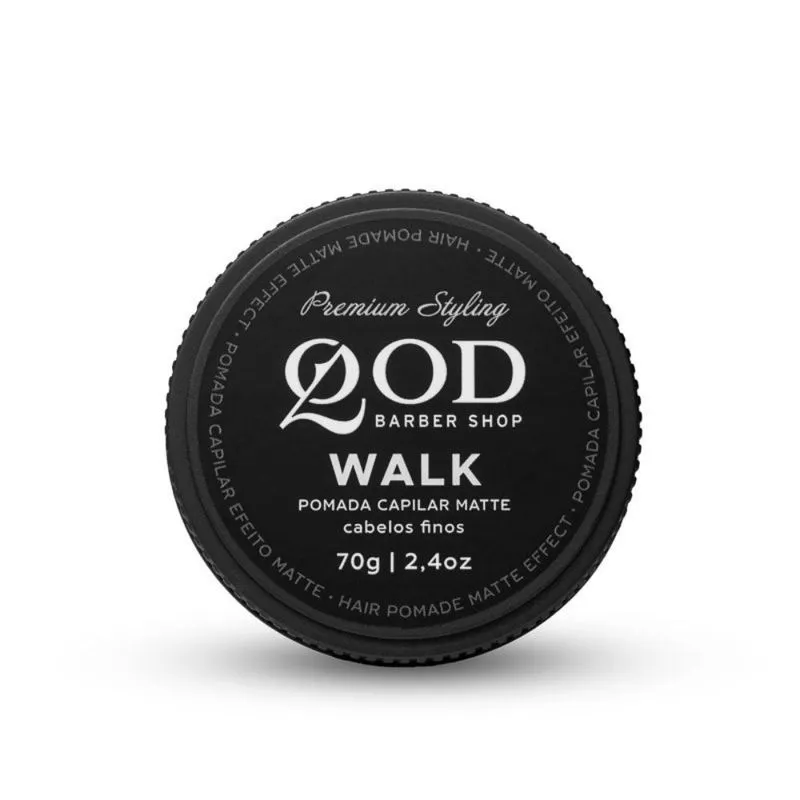 Pomada Modeladora Capilar QOD Barber Shop Walk Fixação Média Efeito Matte 70g