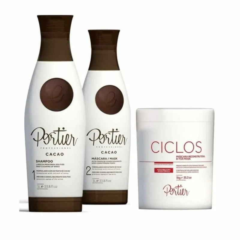 Portier Cacao Escova Progressiva (2 x 1L) + Ciclos B-Tox Máscara Reconstrutora 1kg