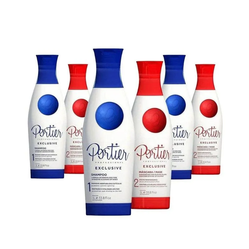 Portier Exclusive Escova Progressiva - 3 Kits de (2 x 1L)