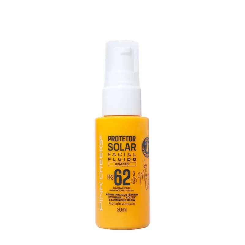 Proteção Solar Facial Pink Cheeks Fluido By Manu Cit FPS 62 Tint 30 30ml
