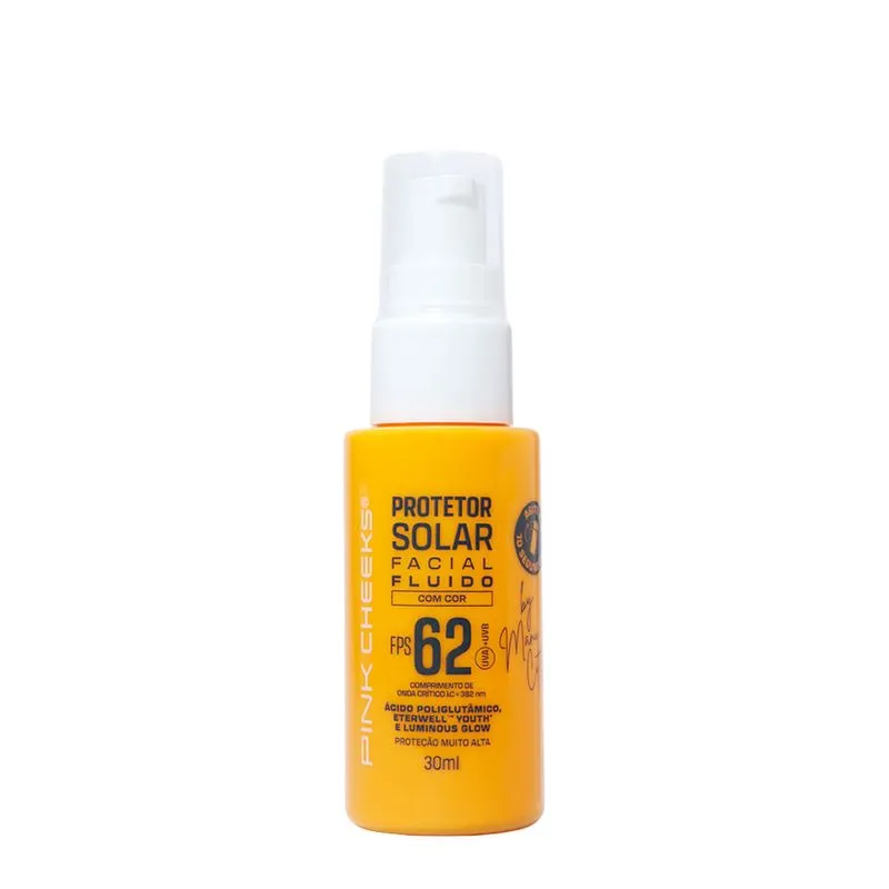 Proteção Solar Facial Pink Cheeks Fluido By Manu Cit FPS62 Tint 50 30ml