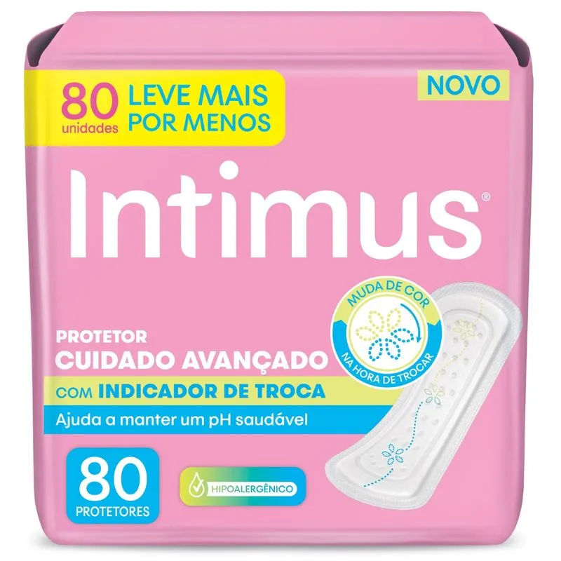 Protetor Diário Intimus Cuidado Avançado Indicador de Troca 80 Unidades