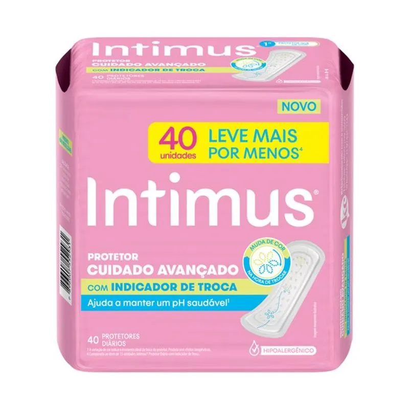 Protetor Diário sem Abas Suave Intimus Cuidado Avançado Pacote 40 Unidades
