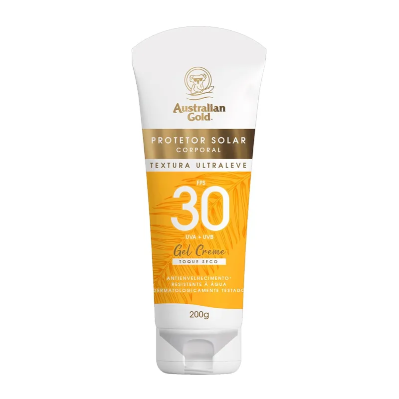 Protetor Solar Australian Gold FPS30 Toque Seco Gel Creme 200g
