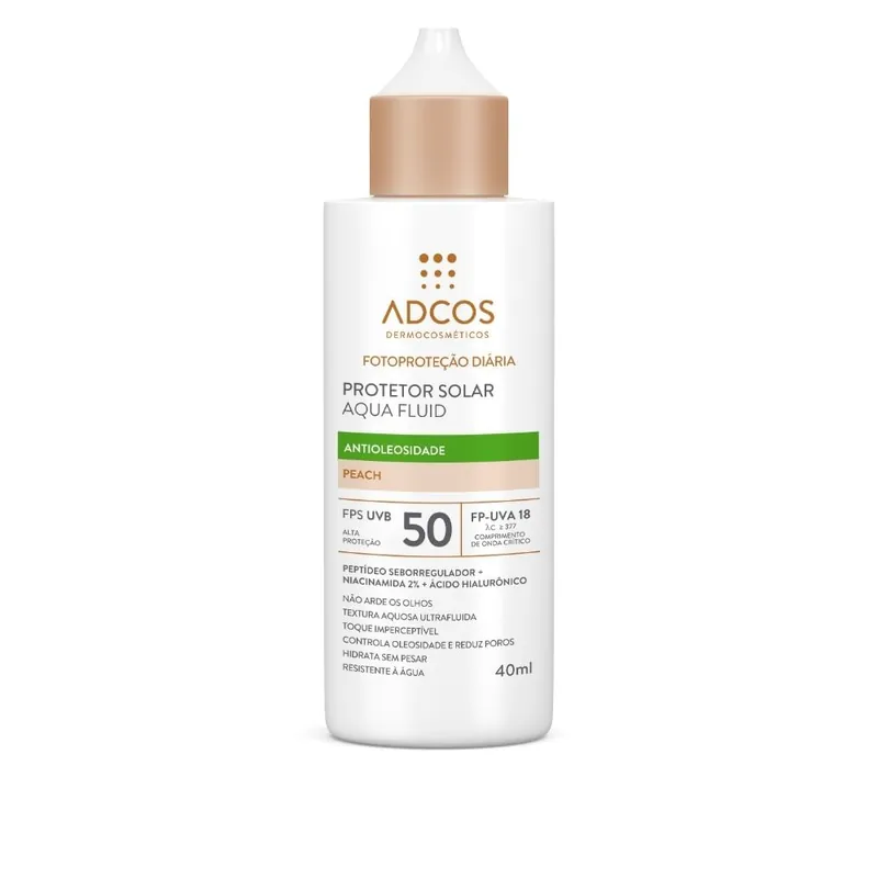 Protetor Solar Facial Aqua Fluid Peach Com Cor Fps50 40ml