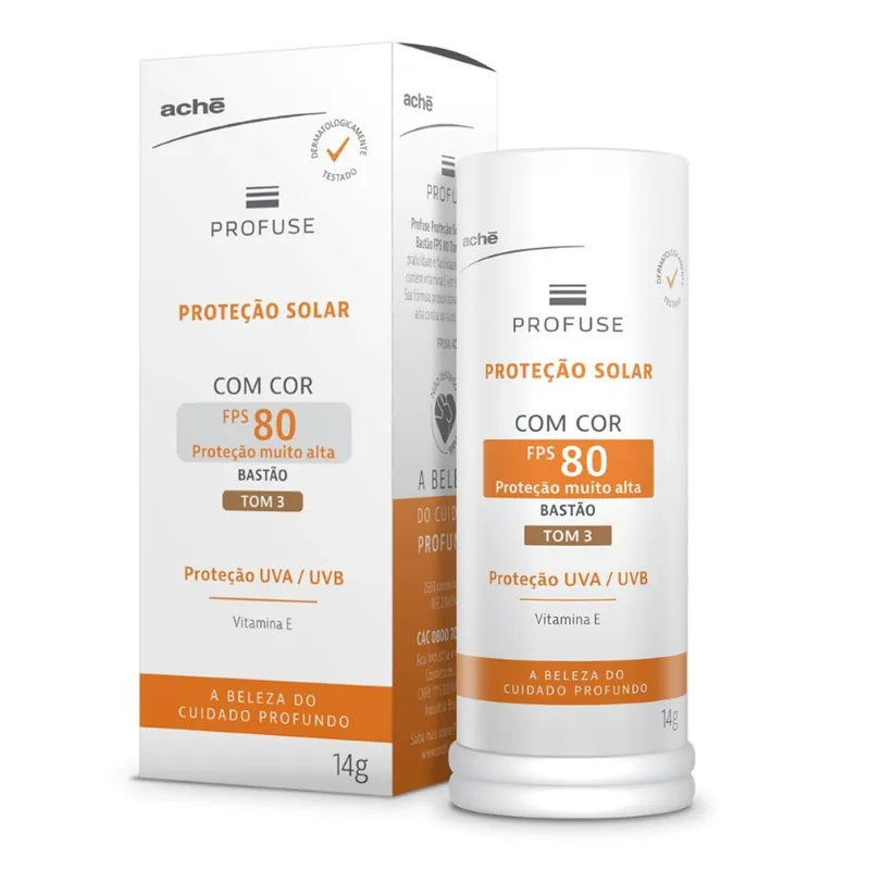Protetor Solar Facial Bastão Profuse Fps80 Tom 3 14g