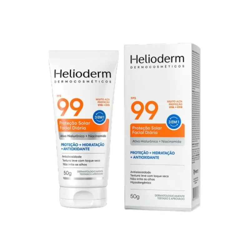 Protetor Solar Facial Helioderm Fps 99 Sem Cor 50g