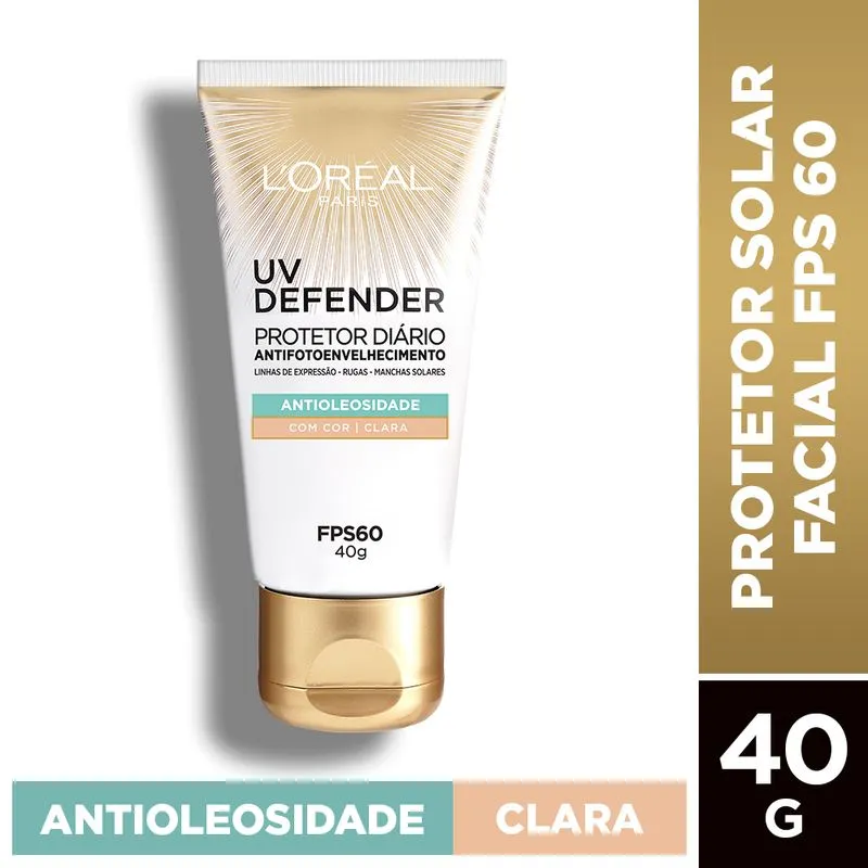 Protetor Solar Facial Solar Expertise UV Defender Antioleosidade FPS60 Cor Clara 40g