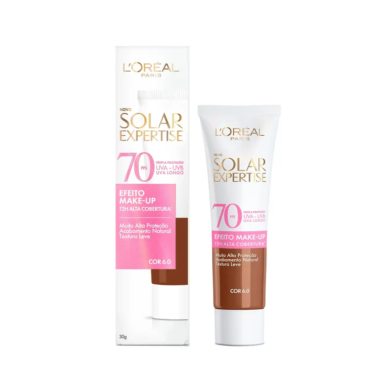 Protetor Solar Facial L’Oréal Paris Solar Expertise Efeito Make Up Com Cor 6.0 FPS70 30g