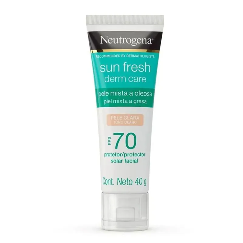 Protetor Solar Facial Neutrogena Sun Fresh Derm Care FPS70 Pele Mista a Oleosa Cor Clara 40g