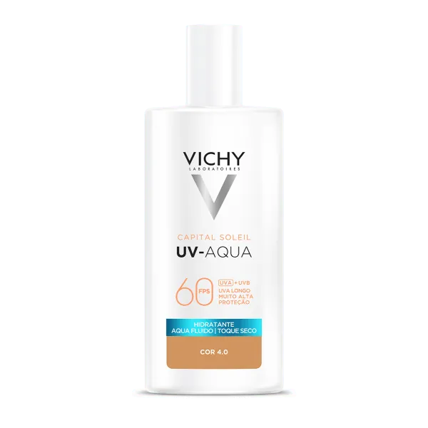 Protetor Solar Facial Vichy Aqua-Fluido Hidratante Toque Seco Com Cor 4.0 Soleil Uv-Aqua Fps60 40ml
